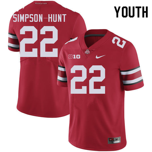 Ohio State Buckeyes Calvin Simpson-Hunt Youth #22 Authentic Red College Football Jersey 2404DINW3